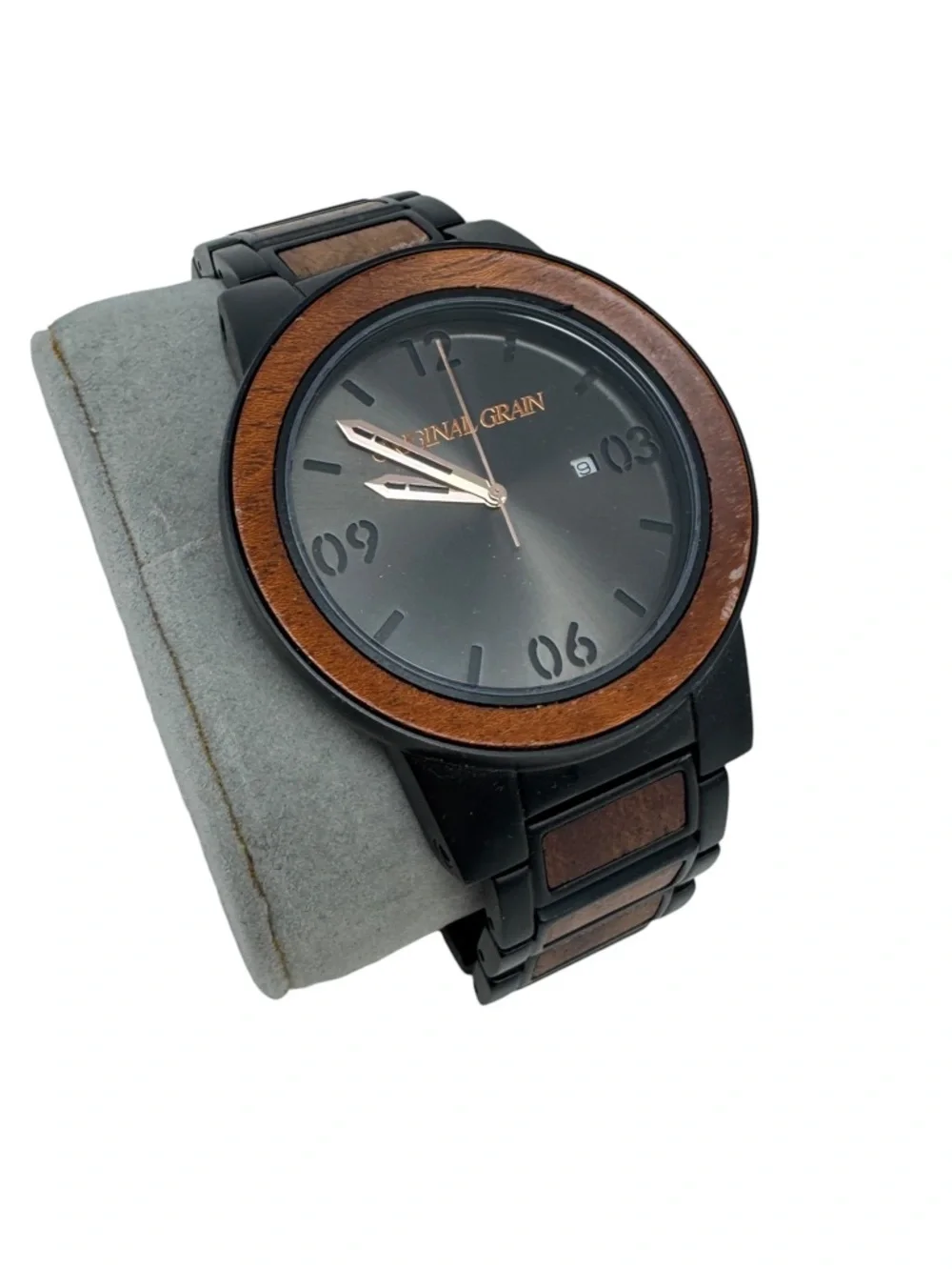 Original Grain Men's‎ Sapele Barrel Black Dial Scuffed Needs Battery